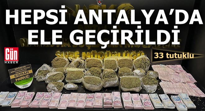 Antalya da uyuşturucu operasyonu: 33 tutuklu