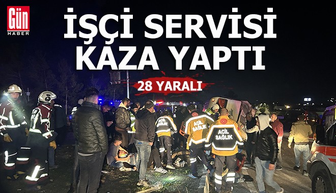 Otomobil ile işçi servisi çarpıştı: 28 yaralı