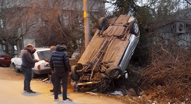 Otomobil takla attı, sürücü yaralandı