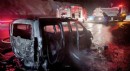 Burdur-Antalya yolunda araç yangını