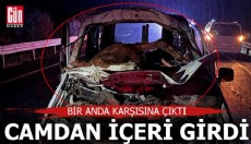 Ön camdan içeri girdi; sürücü ağır yaralı